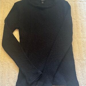 J. Crew Black Ribbed Crew Neck Sweater
